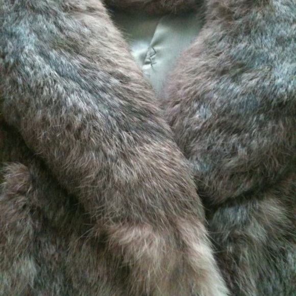 LONG GRAY RABBIT FUR COAT - Picture 5 of 13